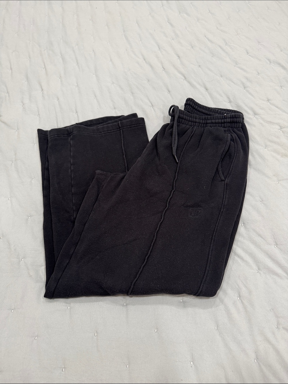 PINK Black Sweatpants - Casual Drawstring Waist Size Medium